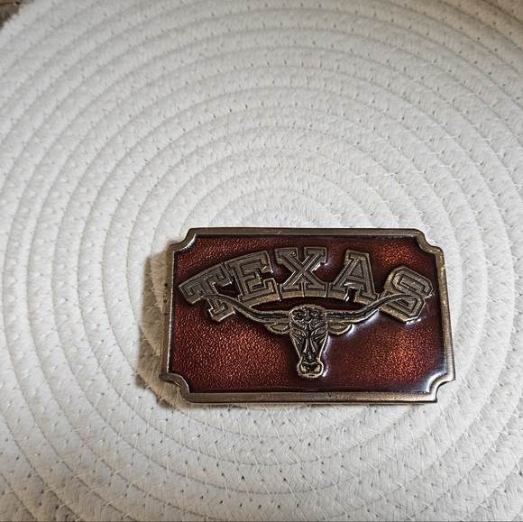 Vintage Koleaco TEXAS Longhorn Limited Edition Belt Buckle U01 Brass Red 1975 US - Picture 5 of 9